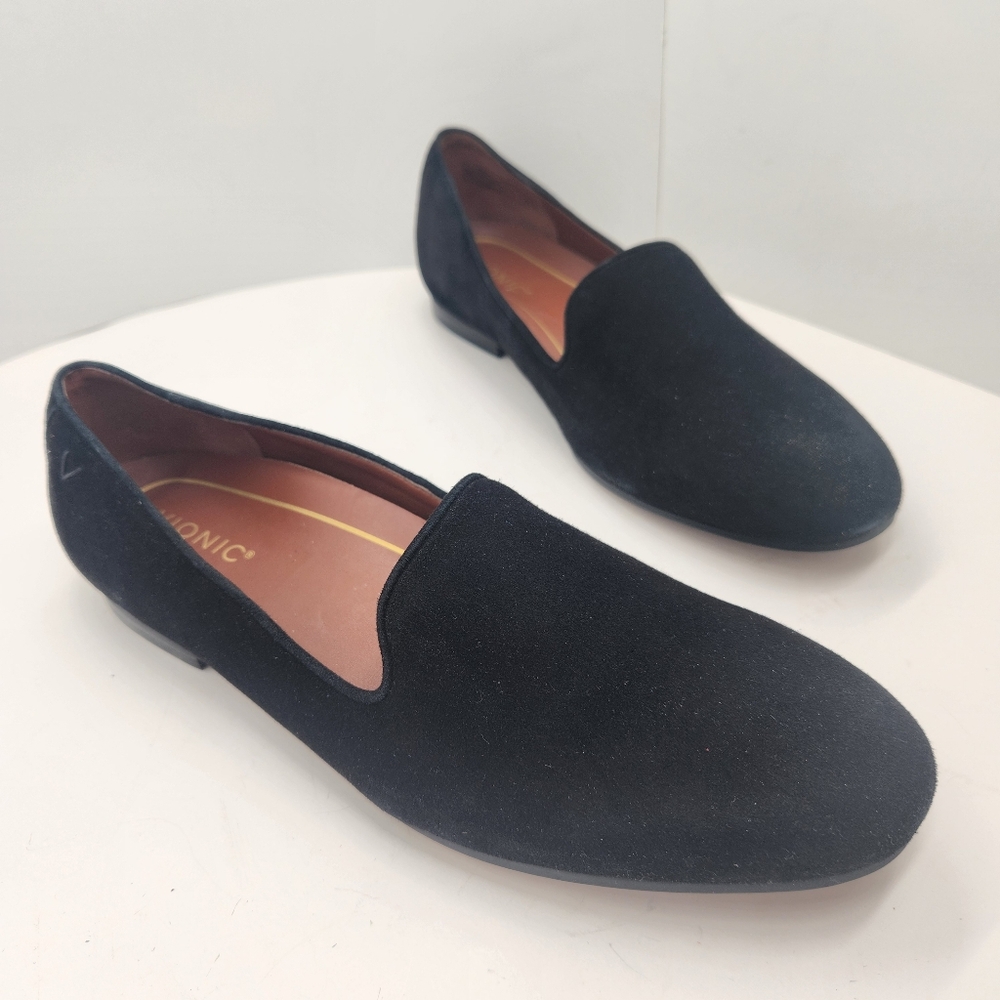 Vionic flats women's 11 black suede loafers Willa formal arch support new $130